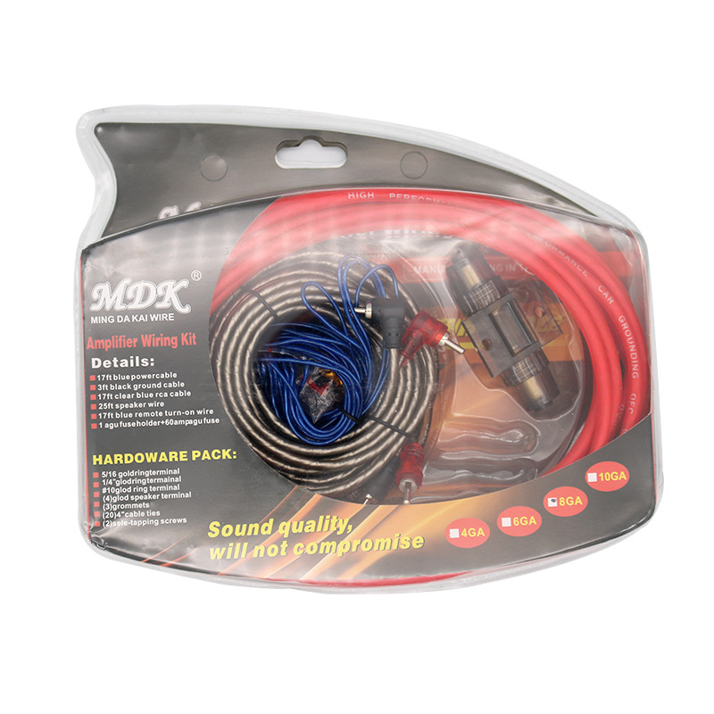 Mat završni automobilni kabel za napajanje za subwoofer pojačalo, mat završna obrada, 8GA, s osiguračem, težina 0,5 kg