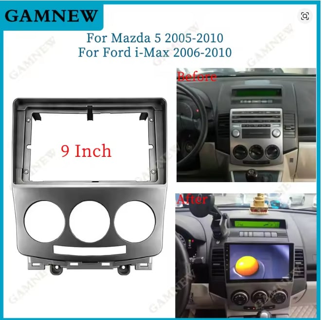 Ramă frontală de navigație pentru Mazda 5 (2010) cu control central Android | Material: ABS+PC | Greutate: 300 g | Modele aplicabile: Mazda 5 | Alimentare: Altă