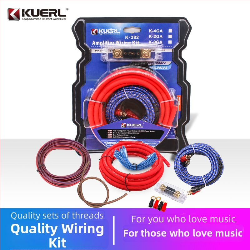 Kabel za automobilni pojačalo za subwoofer KUERL K-382-4GA/02 – bakarom obloženi aluminij, 2000W, 12-24V