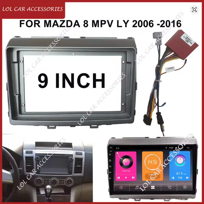 9-inčni okvir za navigacijski zaslon Mazda 8, montažni držač i prednja pločica, treća generacija svestrani okvir
