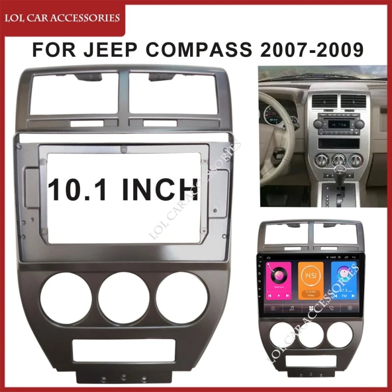 Android központi navigációs keret Jeep Compass 2007-2009-hez (Anyag: műanyag | Modell: COMPASS | Tömeg: 300 g | Kompatibilis: Jeep Compass 2007-2009)