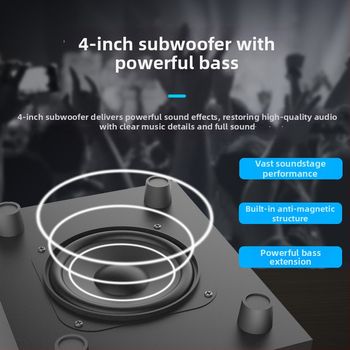 Koka 2.1 daudzkanālu aktīvs Bluetooth datoru skaļrunis ar USB un 3,5 mm ieeju, Bluetooth 5.0, 10W+3W×2