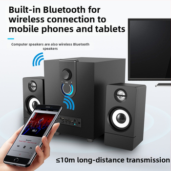 Koka 2.1 daudzkanālu aktīvs Bluetooth datoru skaļrunis ar USB un 3,5 mm ieeju, Bluetooth 5.0, 10W+3W×2