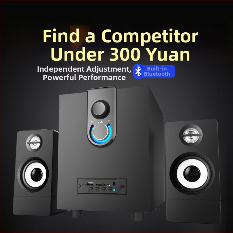 Koka 2.1 daudzkanālu aktīvs Bluetooth datoru skaļrunis ar USB un 3,5 mm ieeju, Bluetooth 5.0, 10W+3W×2