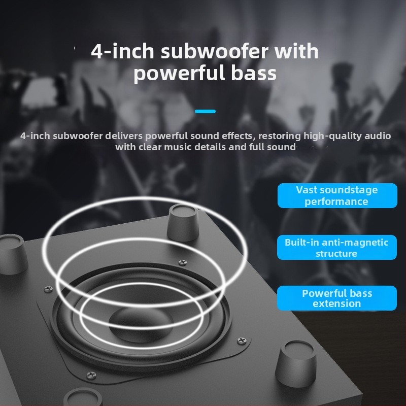 Koka 2.1 daudzkanālu aktīvs Bluetooth datoru skaļrunis ar USB un 3,5 mm ieeju, Bluetooth 5.0, 10W+3W×2