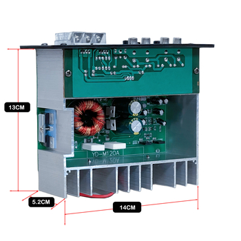 Automobiļu skaņu pastiprinātāja plate — 12V, 120W, 20Hz–20kHz, 2–8 Ω