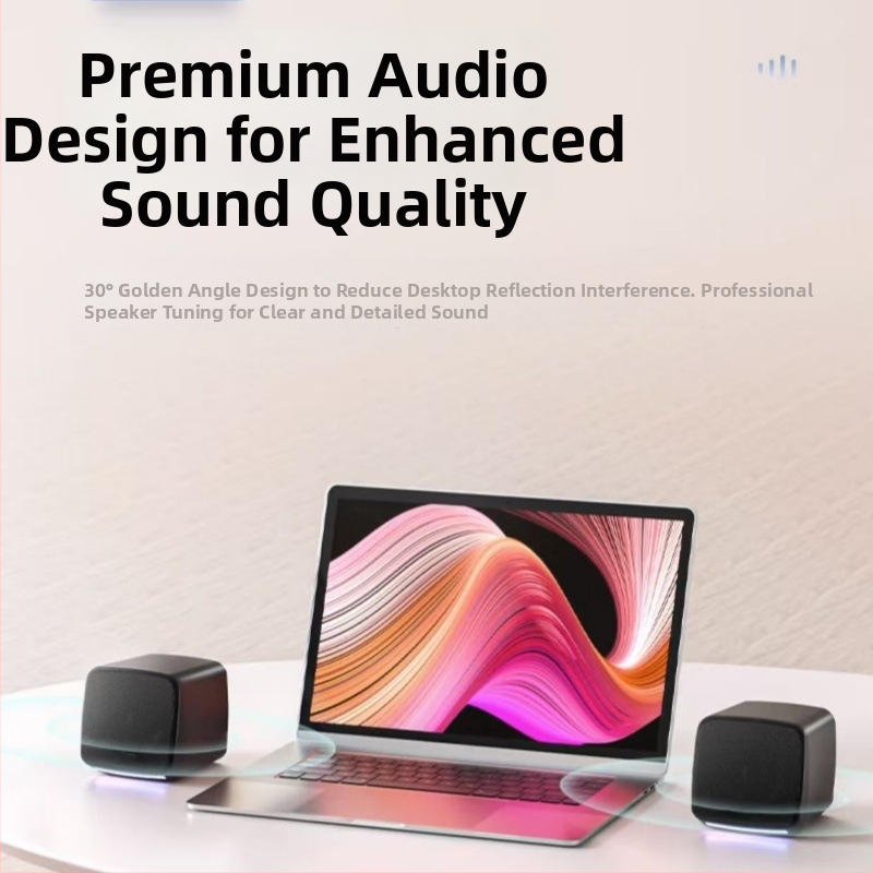 Datora galvas skaļruņi ar subwooferu — 2.0 kanālu, 6W jauda, USB barošana, 3,5 mm ieeja, frekvenču diapazons 40 Hz–20 kHz