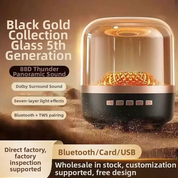 Mini Bluetooth zvučnik sa staklenim dizajnom, 5. generacija, BT 5.3, izlaz 5W, frekvencijski opseg 100Hz-20kHz, SNR ≥70dB, ugrađena baterija