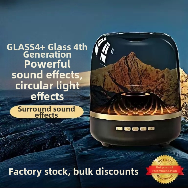 Mini Bluetooth zvučnik sa staklenim dizajnom, 5. generacija, BT 5.3, izlaz 5W, frekvencijski opseg 100Hz-20kHz, SNR ≥70dB, ugrađena baterija