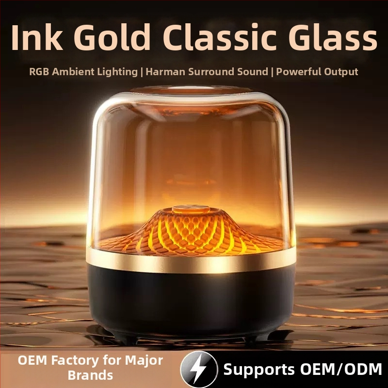 Mini Bluetooth zvučnik sa staklenim dizajnom, 5. generacija, BT 5.3, izlaz 5W, frekvencijski opseg 100Hz-20kHz, SNR ≥70dB, ugrađena baterija