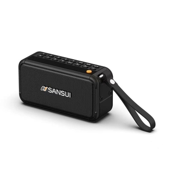 Sansui F30 radio FM portabil cu difuzor Bluetooth — răspuns în frecvență 100Hz-20kHz, SNR ≥75 dB, putere de ieșire 12W, tensiune 5V, baterie încorporată 2000-4000mAh