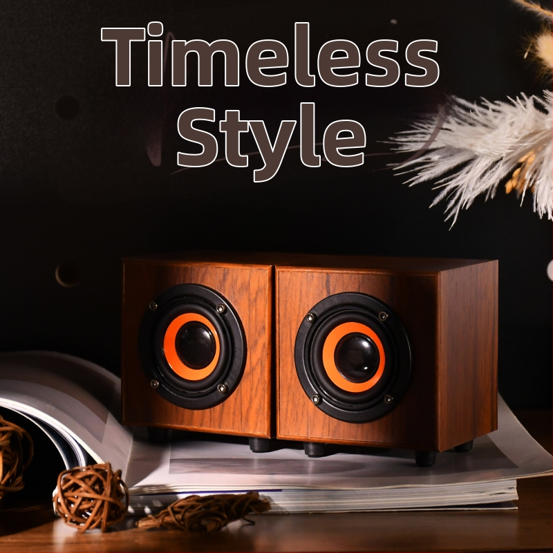 Koka mini skaļrunis, USB + 3,5 mm interfeiss, jauda 3 W, frekvences diapazons 50 Hz–20 kHz, 2 kanāli