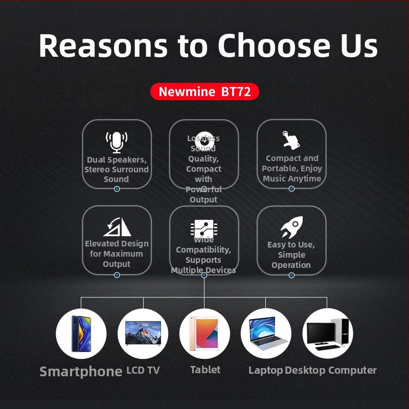 Newman BT72 boxe pentru calculator cu interfață USB, 3,5 mm jack audio, frecvență 90 Hz–20 kHz, SNR ≥60 dB