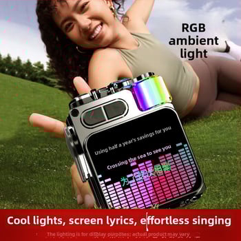 Newman hordozható kültéri Bluetooth hangszóró dalszövegek kijelzővel, beépített mikrofonnal és subwooferrel - Bluetooth 5.3, IPX6, 5W, 10 m hatótáv, beépített akkumulátor 500–800 mAh