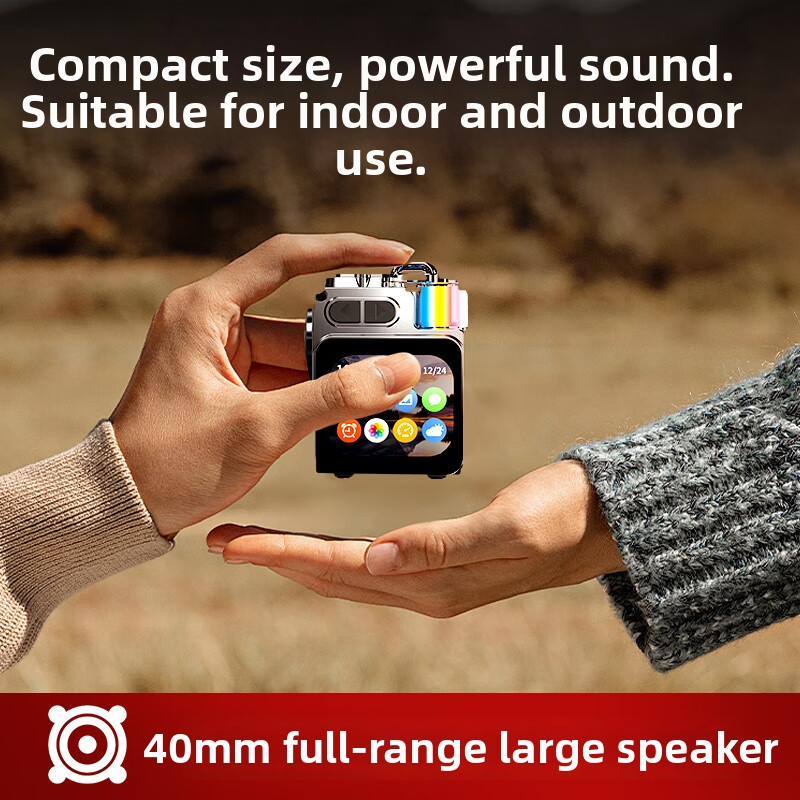 Newman hordozható kültéri Bluetooth hangszóró dalszövegek kijelzővel, beépített mikrofonnal és subwooferrel - Bluetooth 5.3, IPX6, 5W, 10 m hatótáv, beépített akkumulátor 500–800 mAh