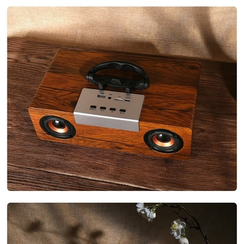 Vintage fa Hangszóró Bluetooth 2.1-csatornás beépített akkumulátorral — 40W, 3 hangszóró, Bluetooth 5.0, 100Hz-20kHz, SNR >=70dB