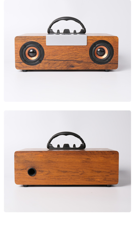 Vintage fa Hangszóró Bluetooth 2.1-csatornás beépített akkumulátorral — 40W, 3 hangszóró, Bluetooth 5.0, 100Hz-20kHz, SNR >=70dB