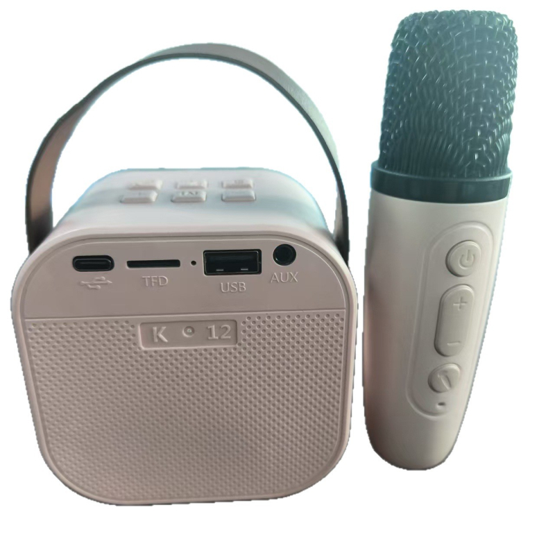 Mini Bluetooth karaoke zvučnik s ugrađenim mikrofonom, Bluetooth 2.1, frekvencijski raspon 100 Hz–20 kHz, SNR ≥70 dB, domet 10 m, ugrađena baterija 300–500 mAh