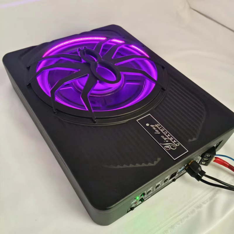 Automobiļu skaņas uzlabošana ar LED spider: aktīvs ultra-plāns zemfrekvenču skaļrunis, 150W, 4Ω, 12V, 86–2000 Hz, izkropļojums 0.001