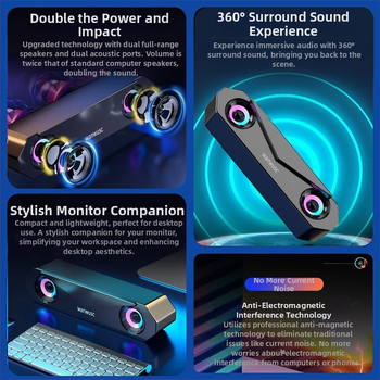 Datora galddatoru skaņu sistēma WANWU R01, stereo skaņa, vads savienojums (Zīmols WANWU; Modelis R01; Savienojums: Audio; Skaņa: Stereo; Izlaidums: 2025-05-15)