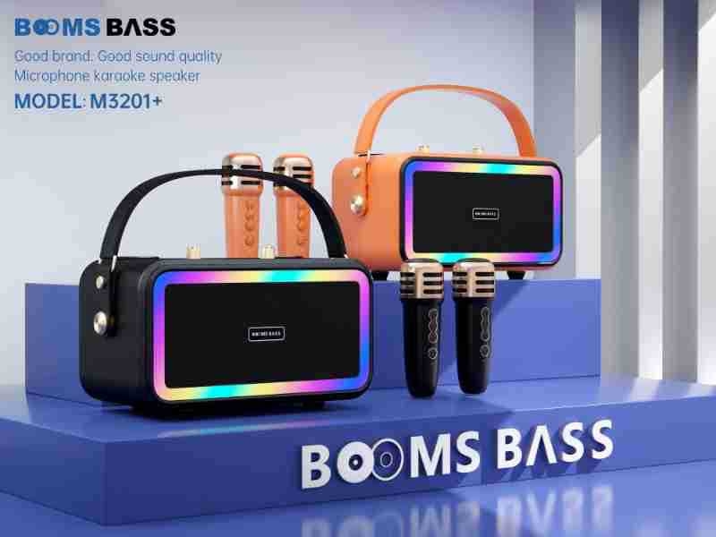 BOOMS BASS ασύρματος Bluetooth ηχείο για καραόκε, συνολική ισχύς 20W (10W×2), Bluetooth 5.2, εύρος συχνοτήτων 40 Hz–20 kHz, SNR ≥70 dB, ενσωματωμένη μπαταρία 2000–4000 mAh