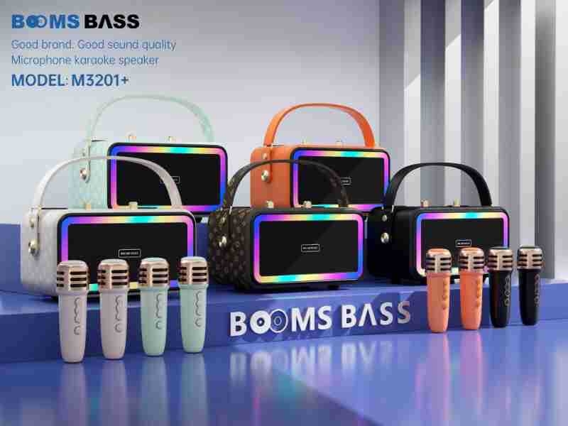 BOOMS BASS ασύρματος Bluetooth ηχείο για καραόκε, συνολική ισχύς 20W (10W×2), Bluetooth 5.2, εύρος συχνοτήτων 40 Hz–20 kHz, SNR ≥70 dB, ενσωματωμένη μπαταρία 2000–4000 mAh
