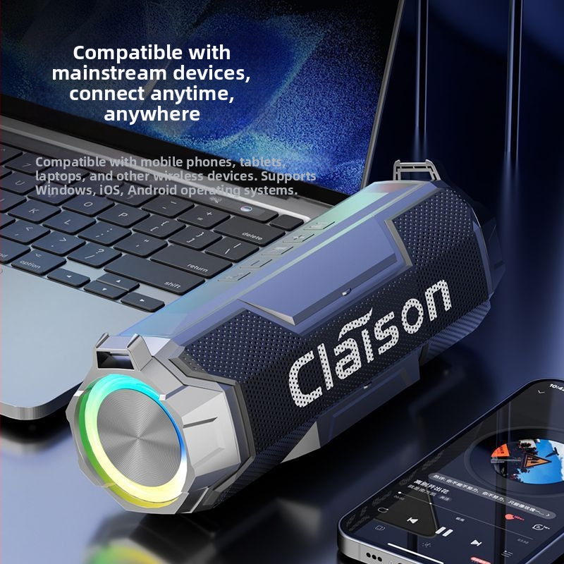 Difuzor Bluetooth pentru exterior, cu două difuzoare de 5W, răspuns în frecvență 20Hz-20kHz, SNR ≥75 dB, Bluetooth 5.3, baterie încorporată 2000–4000 mAh