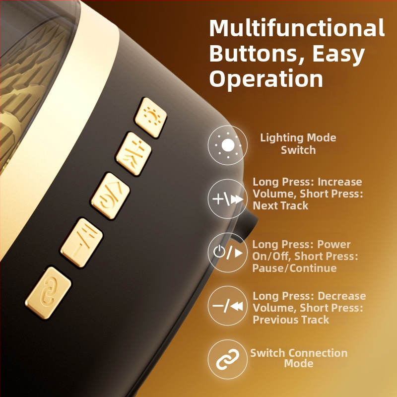 Mini Bluetooth reproduktor, 5 W, 100 Hz–20 kHz, Bluetooth 5.3, vstavaná batéria 300–500 mAh, dosah až 10 m