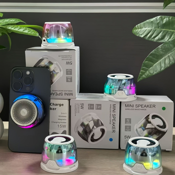 Boxă Bluetooth cu suport magnetic tip stativ și subwoofer portabil (Bluetooth 5.0, IPX6 rezistent la apă, interval de frecvențe 30 Hz–15 kHz, putere de ieșire 5 W, baterie încorporată 300–500 mAh)