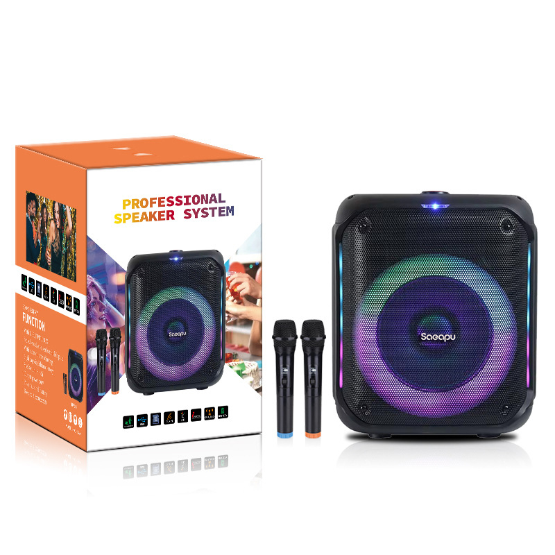 Boxă portabilă Bluetooth pentru karaoke cu microfoane duale, 40W, baterie încorporată reîncărcabilă prin USB, pentru utilizare în aer liber