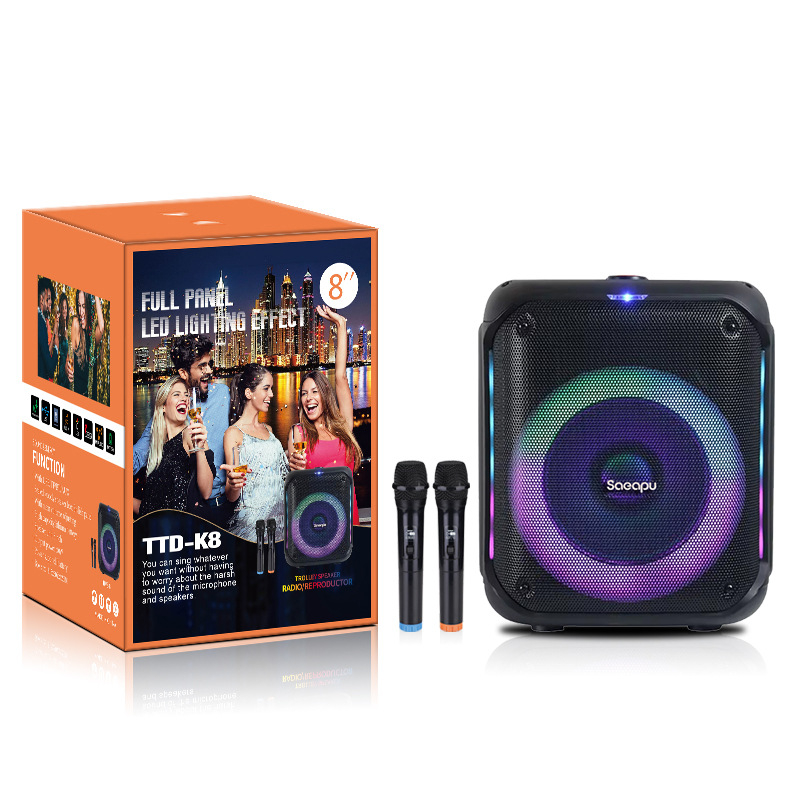 Boxă portabilă Bluetooth pentru karaoke cu microfoane duale, 40W, baterie încorporată reîncărcabilă prin USB, pentru utilizare în aer liber