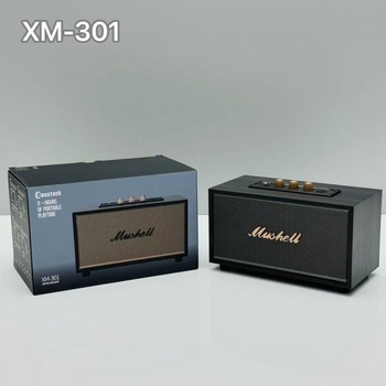 XM301 Retro Bluetooth reproduktor – drevené a kožené puzdro, vonkajší prenosný subwoofer, 4 reproduktory, Bluetooth 5.0, 40Hz-20kHz, SNR ≥100dB, vstavaná batéria 2000-4000mAh