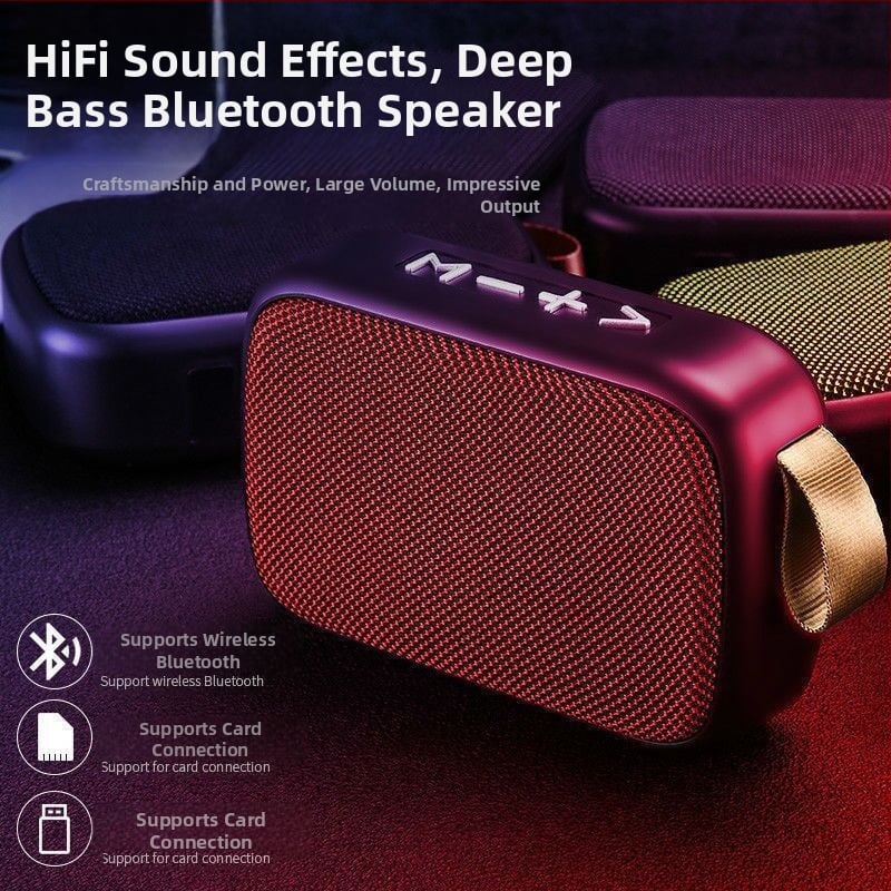 G2 tekstilni bežični Bluetooth zvučnik za vanjsku upotrebu s USB reproduce kartice, prenosni mini subwoofer; Bluetooth 4.0, 3W, domet 8m, 60 Hz–15 kHz, ugrađena baterija 300–500 mAh