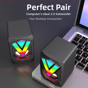 Gaismains USB mini datoru skaļrunis ar diviem draiveriem, frekvenču diapazons 60 Hz–15 kHz, USB/3,5 mm audio, SNR ≥75 dB