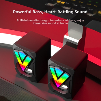 Gaismains USB mini datoru skaļrunis ar diviem draiveriem, frekvenču diapazons 60 Hz–15 kHz, USB/3,5 mm audio, SNR ≥75 dB