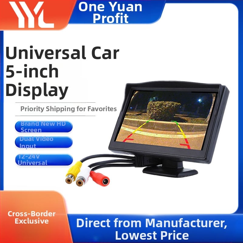 5-palcový automobilový monitor s prisatím, stolné aj palubné použitie, zobrazenie cúvacej kamery, 12-24V, LCD 800x480
