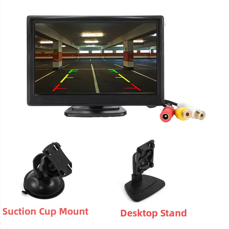 5-palcový automobilový monitor s prisatím, stolné aj palubné použitie, zobrazenie cúvacej kamery, 12-24V, LCD 800x480