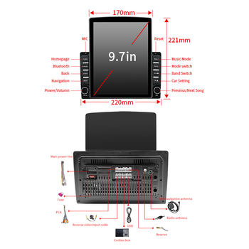 Android automobilska navigacija za Toyota Hilux, 9,7-inčni uspravni LCD zaslon, 4x45W automobilsko napajanje, OEM/ODM