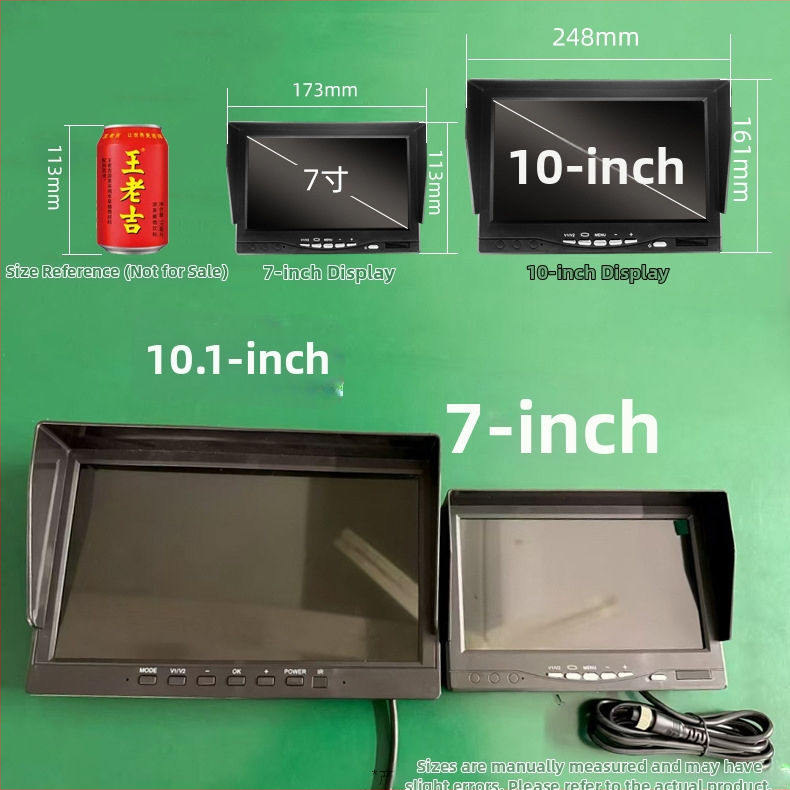 7-palcový LCD monitor pre nákladné vozidlá, AHD, spätný obraz, 12V, dvojkanálový záznamník a monitorovanie pre stavebné vozidlá
