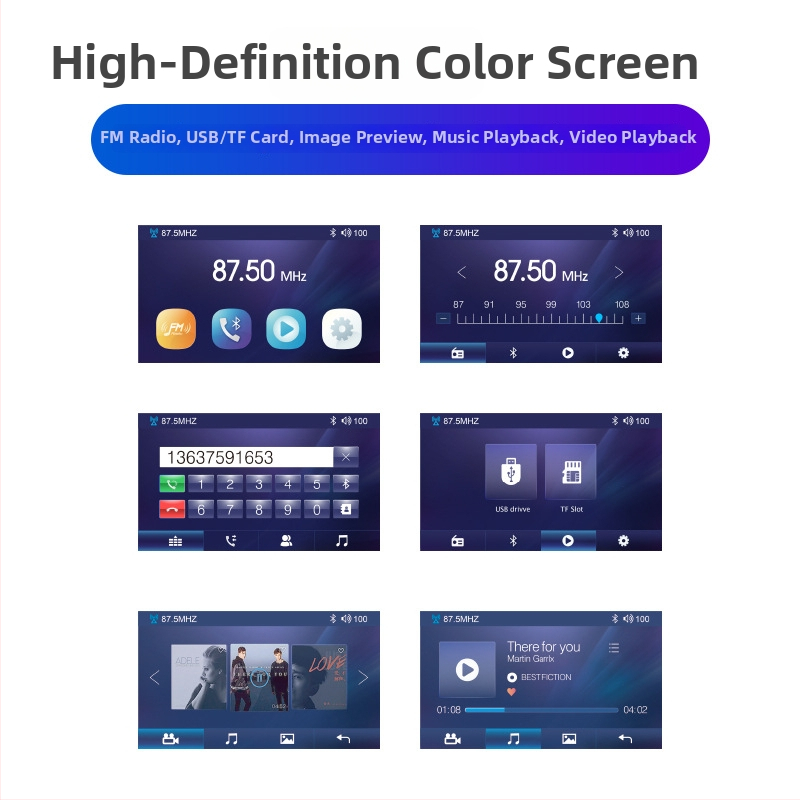 Auto LCD displej M6 Android Bluetooth 720p LUTU/OEM