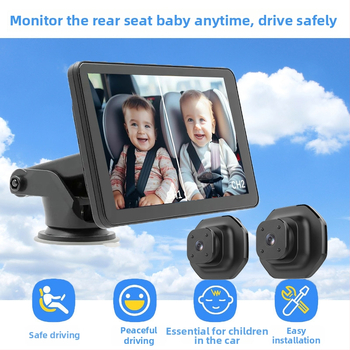 Auto monitor pre dieťa v aute s 5-palcovým HD displejom a infračerveným nočným videním