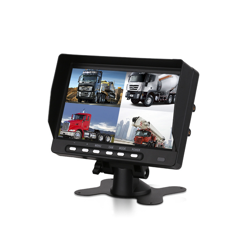 Auto LCD zaslon JY-M770; dvokanalni ulaz AHD/CVBS; rezolucija 1024x600; četverostrani HD monitor za vozidlu retroviziju; PAL/NTSC; prilagodljiva obrada; pogodno za kombije, kamione i kamp vozila