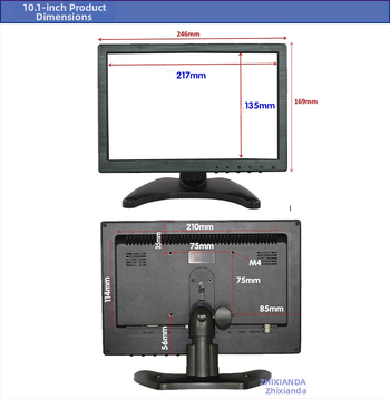 Zhixianda H1016 IPS οθόνη, αναλογία εικόνας 16:10, θύρες USB/HDMI/VGA/Audio, φωτεινότητα 500 cd/m2, 3C πιστοποιημένο