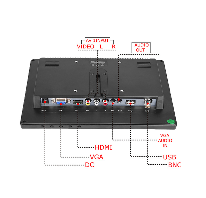 Zhixianda H1016 IPS οθόνη, αναλογία εικόνας 16:10, θύρες USB/HDMI/VGA/Audio, φωτεινότητα 500 cd/m2, 3C πιστοποιημένο
