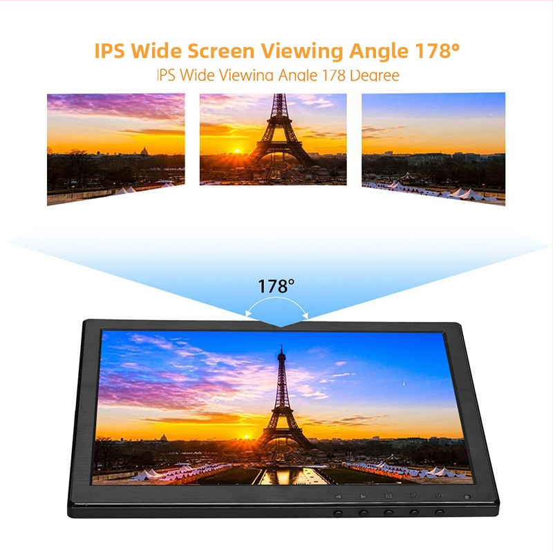 Zhixianda H1016 IPS monitorius, 16:10 vaizdo santykis, USB/HDMI/VGA/Audio sąsajos, 500 cd/m2 ryškumas, 3C sertifikatas