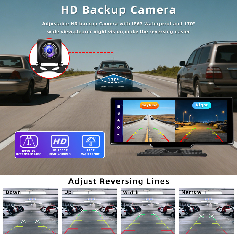 Auto DVR s Androidom, bežični CarPlay, Android Auto, 4GB+64GB, IPS zaslon