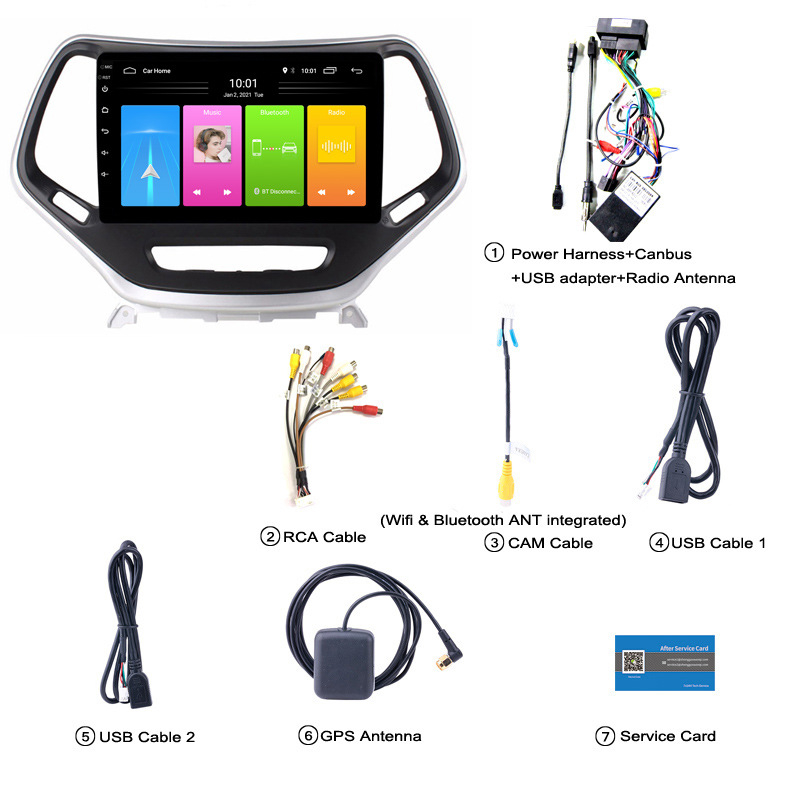 Jeep Liberty 2014-2017 Navigacijski multimedijski sustav s dodirnim zaslonom – sve u jednom, 12V, 4x45W, 2.5D tvrdo kaljeno staklo zaslona