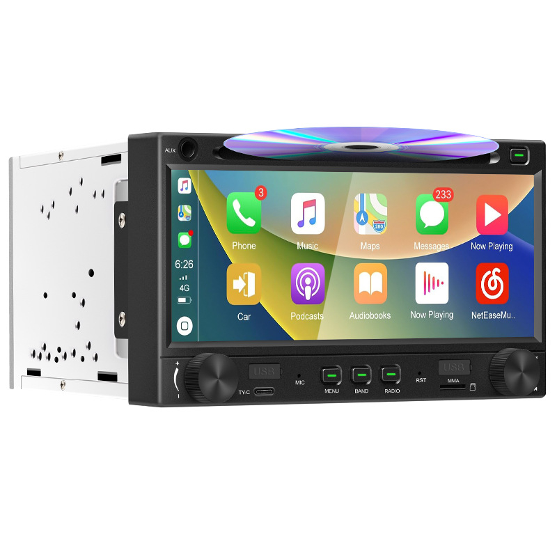 Vezeték nélküli CarPlay navigációs autó-multimédiás vevő IPS kijelzővel, 12V táplálással, 4×55W kimenettel és testreszabható PCB-vel