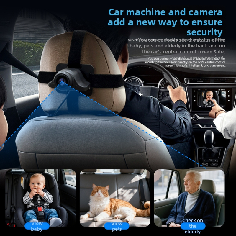 Monitor pentru bebeluși în mașină – aliaj de aluminiu, sursă USB, fără ecran, compatibil CarPlay, afișaj central, 94 g