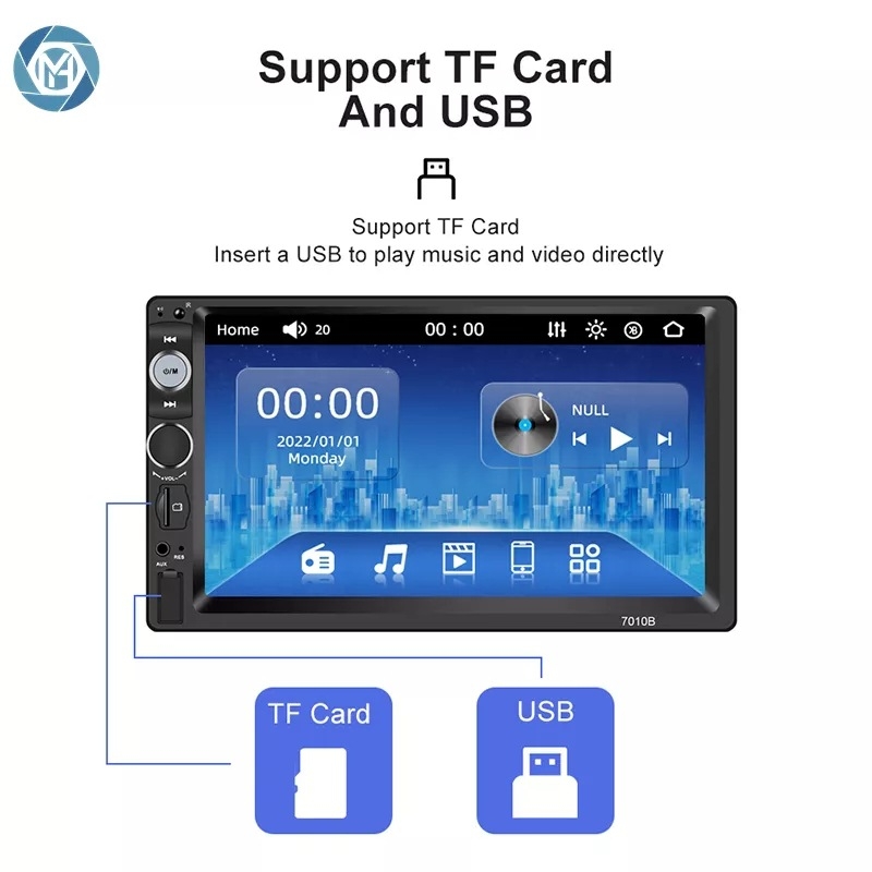 Auto LCD zaslon 7010B – otporni dodirni zaslon, rezolucija 1024x600, univerzalna kompatibilnost, podrška ulaznih signala
